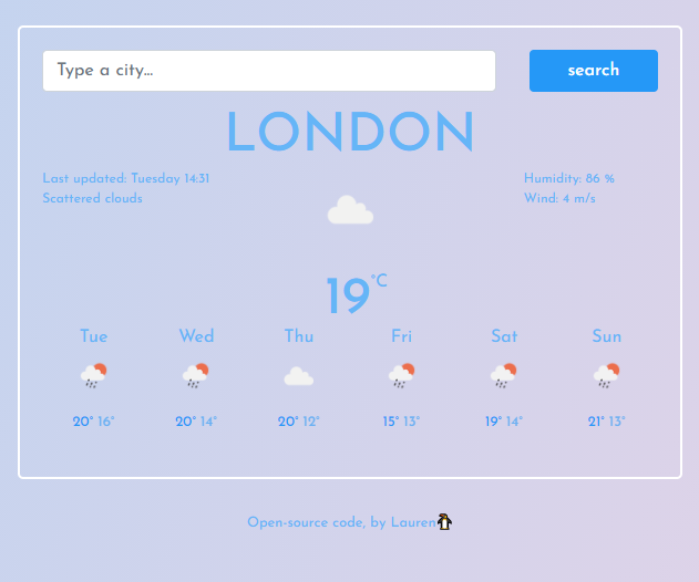 Preview of Weather App project